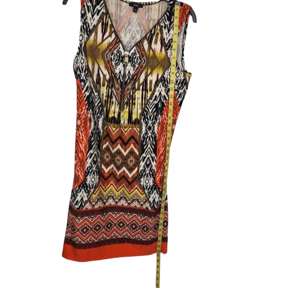 MKS Brand Geometrical Print Shift Dress with Front Zipper Detail size L Large - Picture 5 of 9